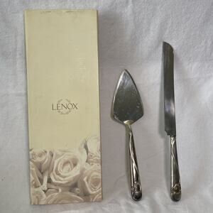 Lenox Forevermore 2 Piece Cake Dessert Set Silver Plate Engraved IOB
